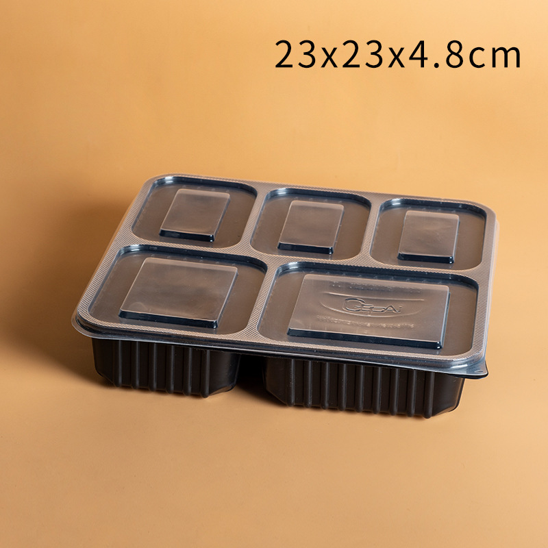 Cajas de almuerzo desechables Gepai con tres, cuatro y cinco compartimentos, cajas para comida rápida, cajas para llevar con múltiples compartimentos, cajas bento al por mayor.