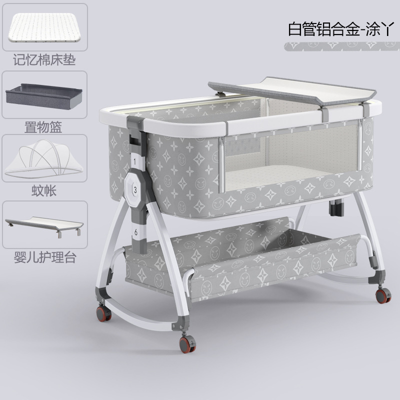 Cama de bebé de aleación de aluminio cama de costura cama multifuncional móvil plegable cama infantil bebé recién nacido cama cuna cama