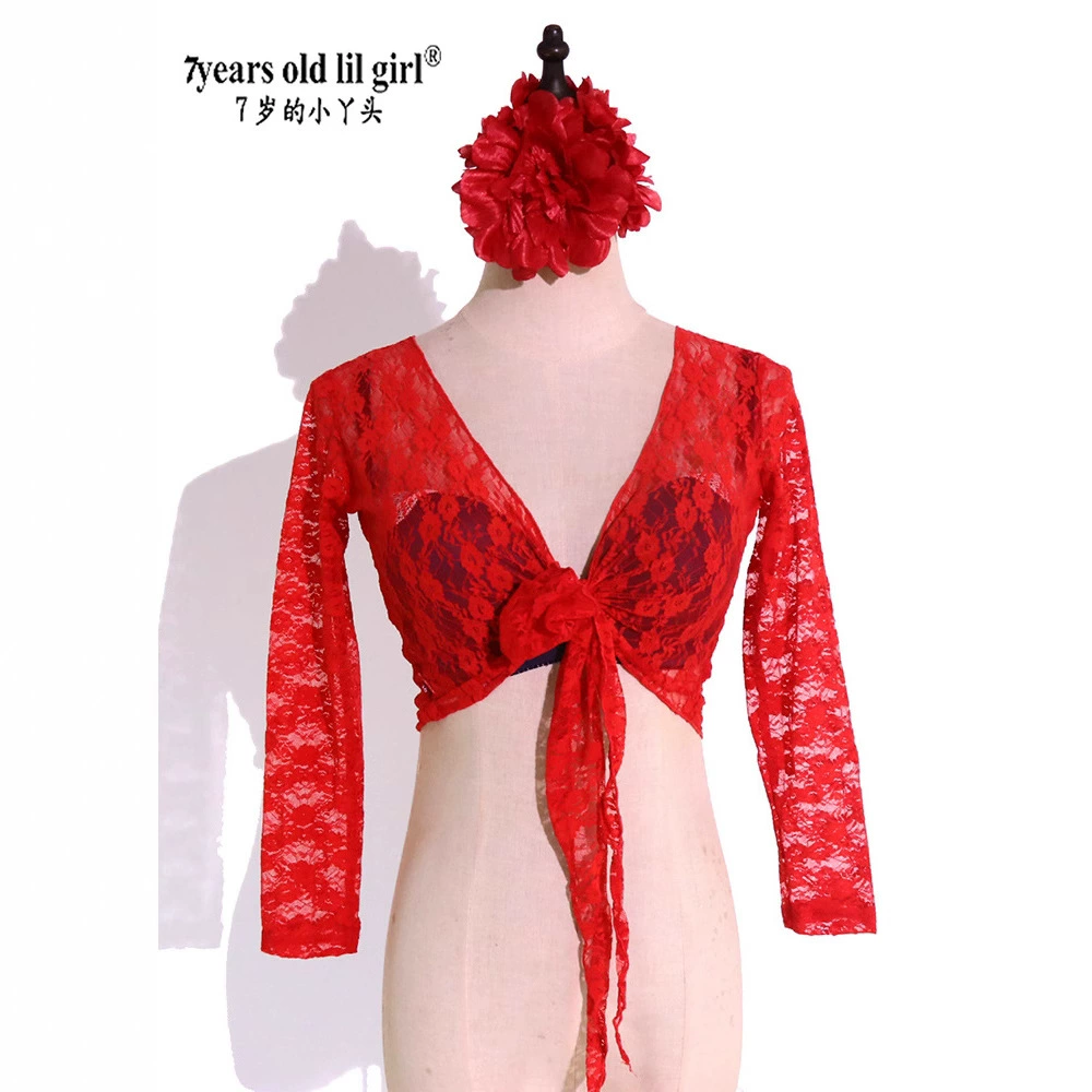 Одежда для Belly dance, форма танца, sexy передняя кружевная вставка, корейская кружевная планка, рукав 9‑летий, топ оптом DM01