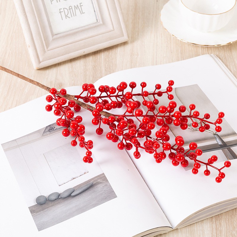 仿真发财红果跨境热销新年装饰客厅插枝发财浆果厂家批发现货摆件