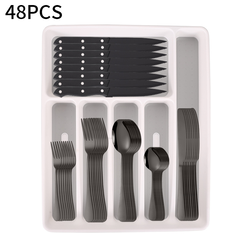 Juego de cubiertos de acero inoxidable 48/49 piezas Amazon cuchillo tenedor cuchara con caja de almacenamiento color dorado