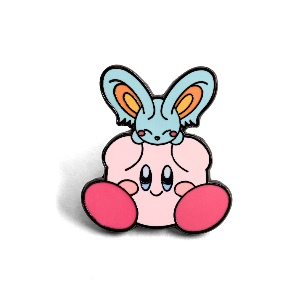 Kirby Cartoon Character Brooch Creative Rabbit Badge Anime Peripheral Enamel Pin Jewelry Kidsren's Accessories Gifts