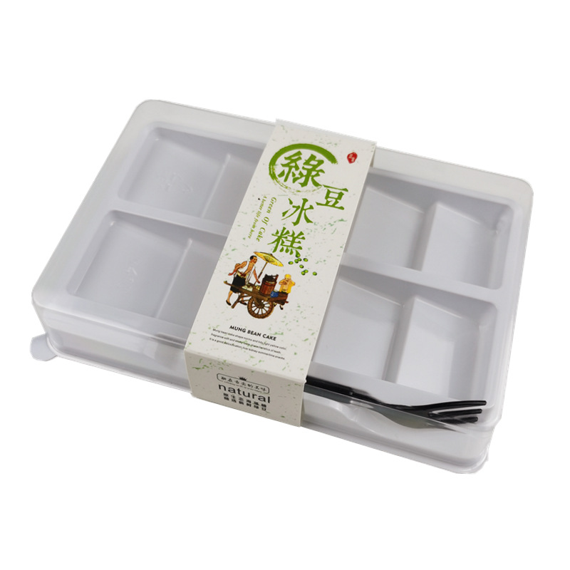 Caja de embalaje de plástico desechable cuadrado 10 caja de embalaje de pastel de judías verdes Caja de pastelería china para hornear caja de alta gama