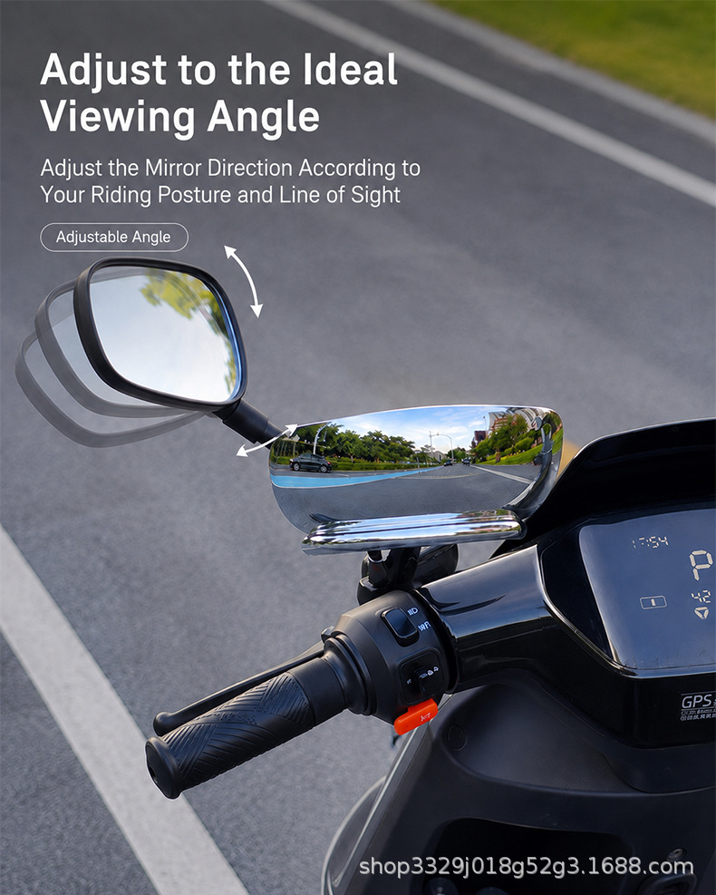 Motorcycle and bicycle wide-angle auxiliary rearview mirror, electric vehicle reflector, blind spot mirror, adjustable angle, car mirror accessories