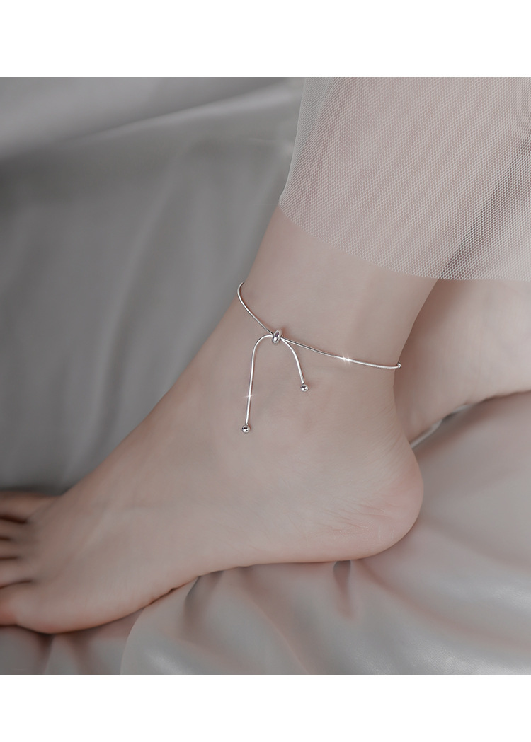 Round Bead Snake Bone Adjustable Anklet For Women Jewelry_voghion.com