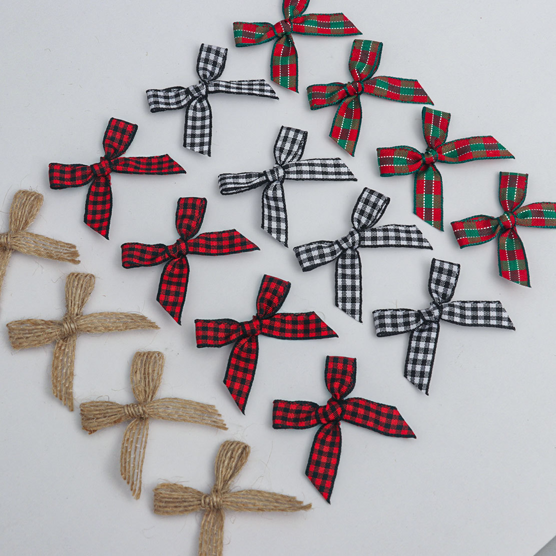 Red estilo fresco Plaid cinta DIY mano arco vacaciones decoración satén cinta arco al por mayor