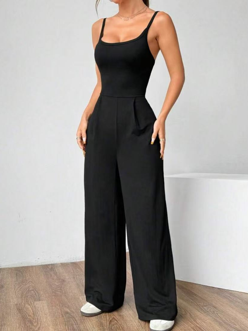 G25J090-2025 Europa y América de alta gama ropa de mujer de color sólido de moda micropantalones largos con colchón de espalda descubierta monje casual para mujeres