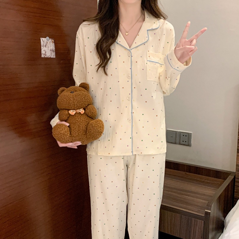 C 클라우드 코튼 블루 엣지 폴카 도트