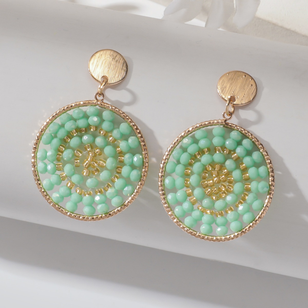 Women's Gender 1 Pair Modern Style Round Beaded Artificial Crystal Alloy Iron Drop Earrings
