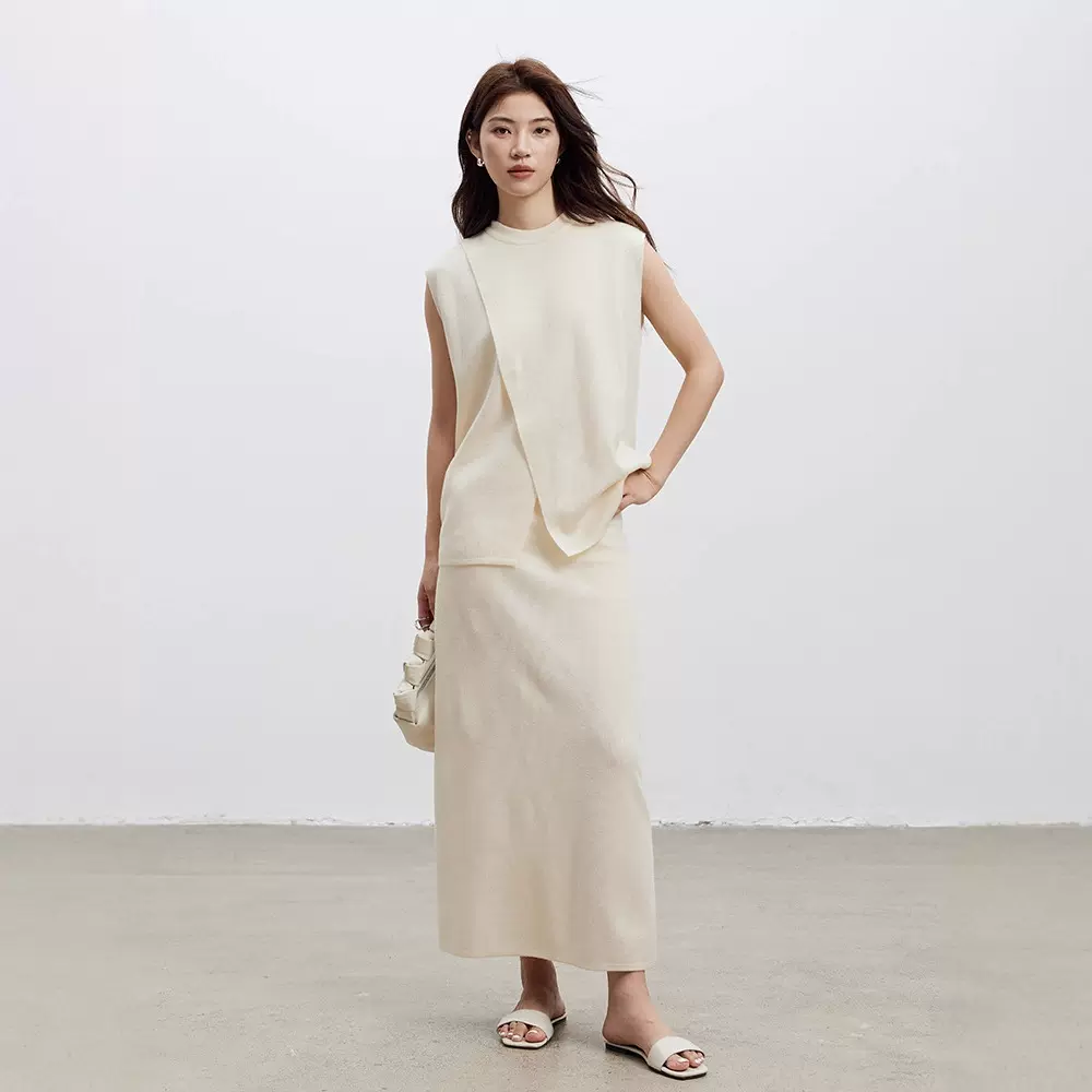 秋季女装羊毛针织马甲女叠穿毛衣2025新款针织衫上衣半身裙两件套