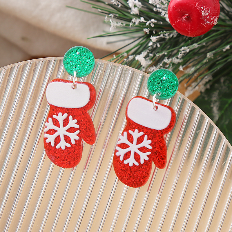 1 Pair Quantity Holiday, Daily, Festival Occasion 1 Pair Cute Christmas Tree Santa Claus Snowman Arylic Drop Earrings