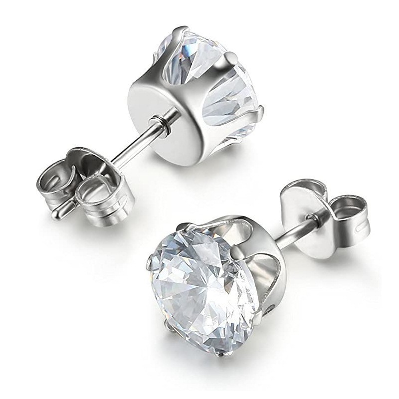 Fashion Geometric Stainless Steel Plating Zircon Ear Studs 1 Pair display picture 2
