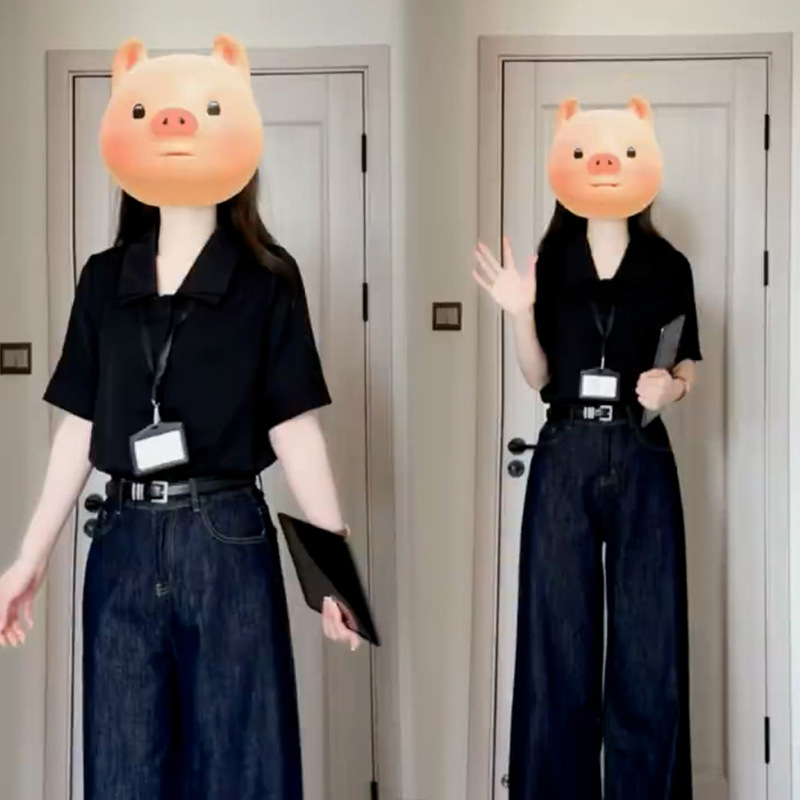 [블랙] [올해 인기 셔츠/반팔 셔츠/여아 통근용 안감 선택 방법/여름 여성 셔츠/여름 여성 쉬폰 탑 가벼운 럭셔리와 고급스러운/독특한