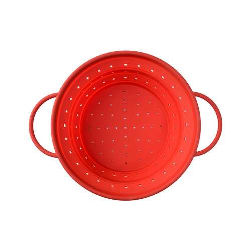 Kitchen tools round retractable silicone folding drain basket household drain basket vegetable and fruit drain basket