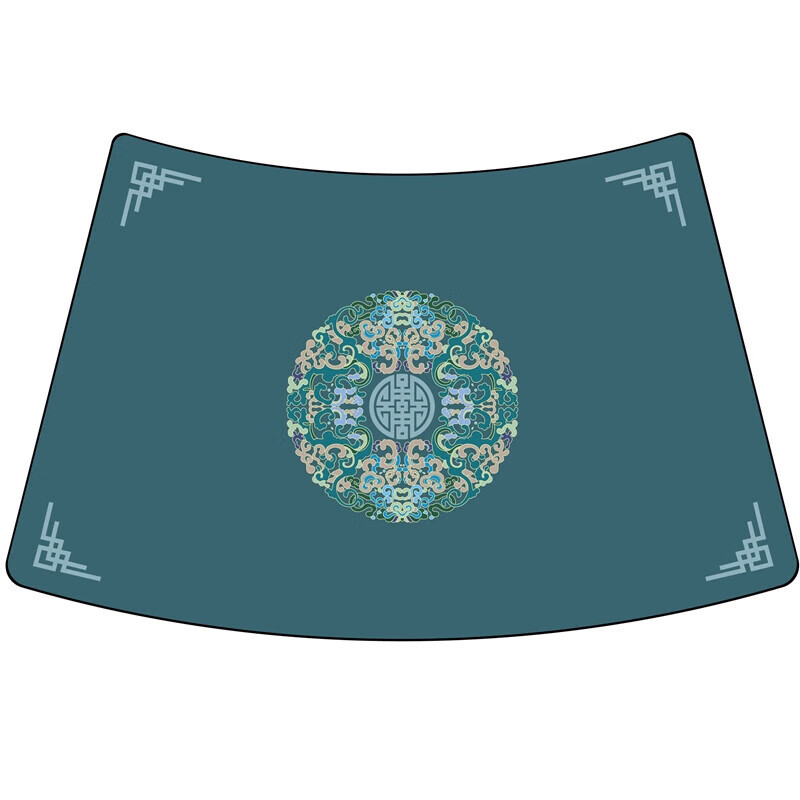 Round Table Fan-Shaped Placemat for Home Use, New Chinese-Style Leather with a High-End Feel, Chinese-Style High-End Tableware Mat, Waterproof and Oil-Proof, Coffee Table