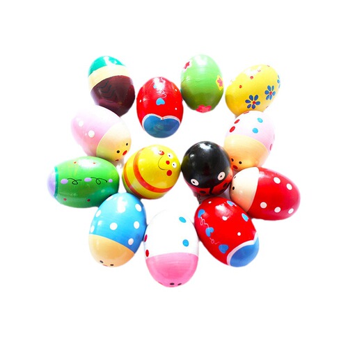 Wooden sand eggs, wooden sand balls, simulated eggs for infants and toddlers, early education toys, Orff percussion instruments