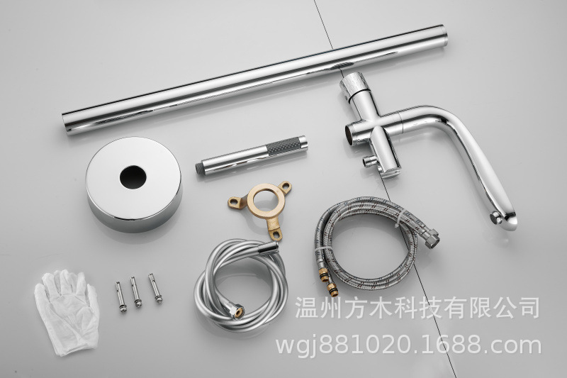 Black chrome-plated brushed gold gun gray floor-standing single-handle double-control ceramic valve core hot and cold water faucet, wooden bucket bathtub, showerhead undefined