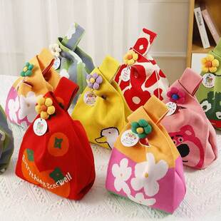 Linen bag, knitted gift box, set, Birthday gift
