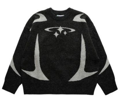 Демисезонный вязаный свитер, oversize, круглый ворот