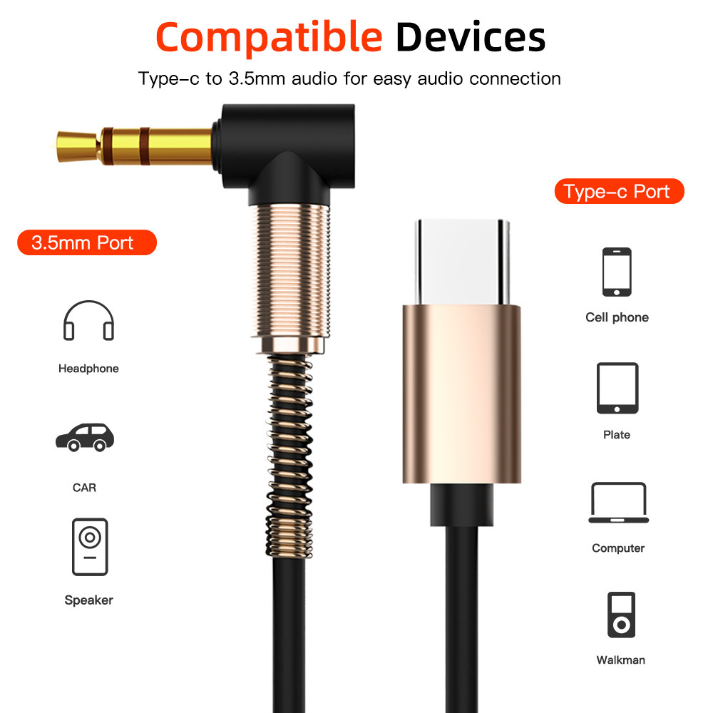 Car audio connection line Typec to 3.5mm male head is suitable for car use AUX audio cable AUX rotor