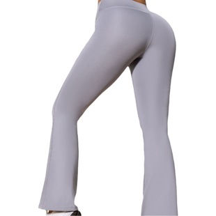 Cross-border Sports wide-leg pants stitching pocket casual trousers slim bottoming high waist women's pants