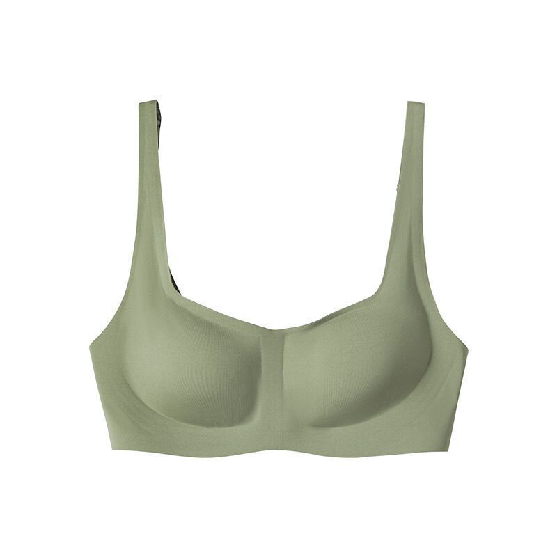 Jelly estilo francés cuello cuadrado sujetador ropa interior de las mujeres sin costuras inalámbrico de una pieza chaleco sujetador pequeño pecho empuja hacia arriba