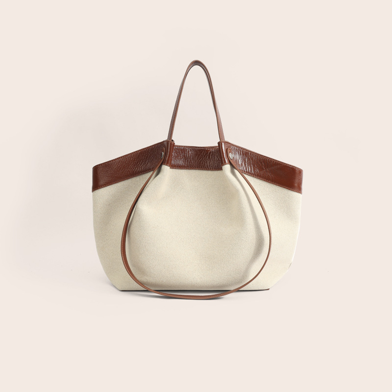 2025 Top Grain Cowhide Leather Tote Bag For Women, Large Capacity Shoulder Handbag For Commuting, Bat Bag, Houndstooth Tote - Thumbnail 7