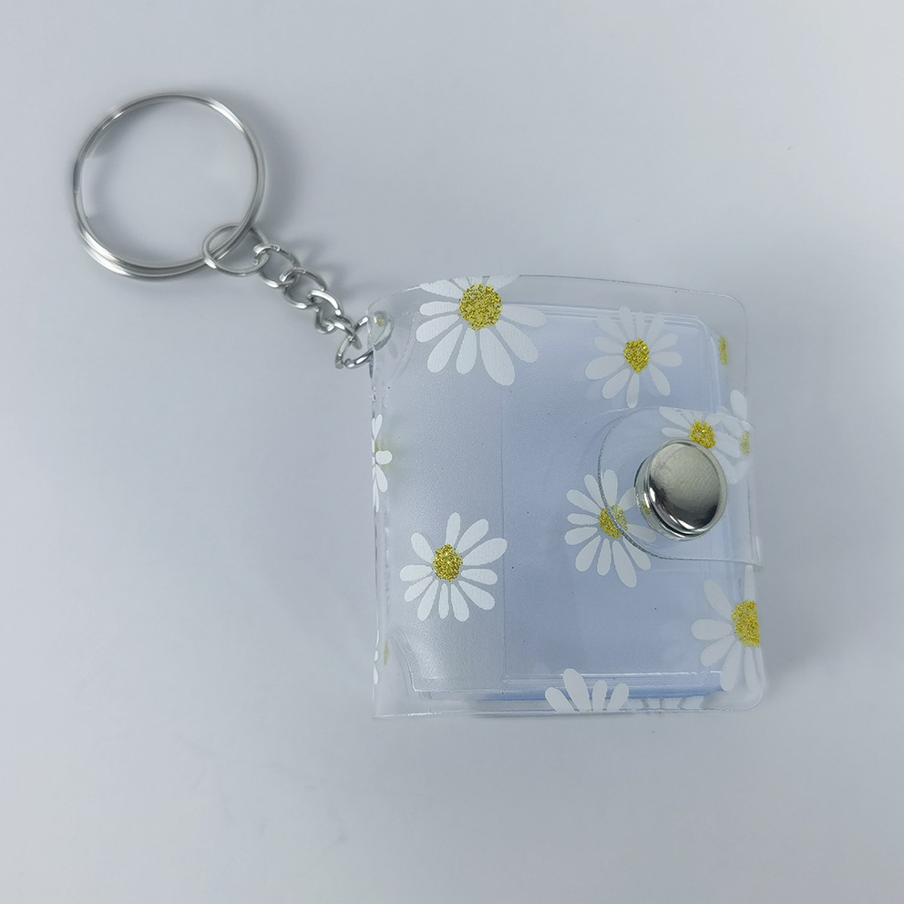 1inch 작은 데이지 투명 열쇠고리