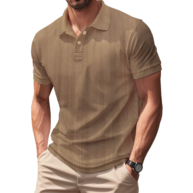 Camisas de polo europeas y americanas transfronterizas de verano de golf masculinas sueltas con solapas transpirables, mangas cortas