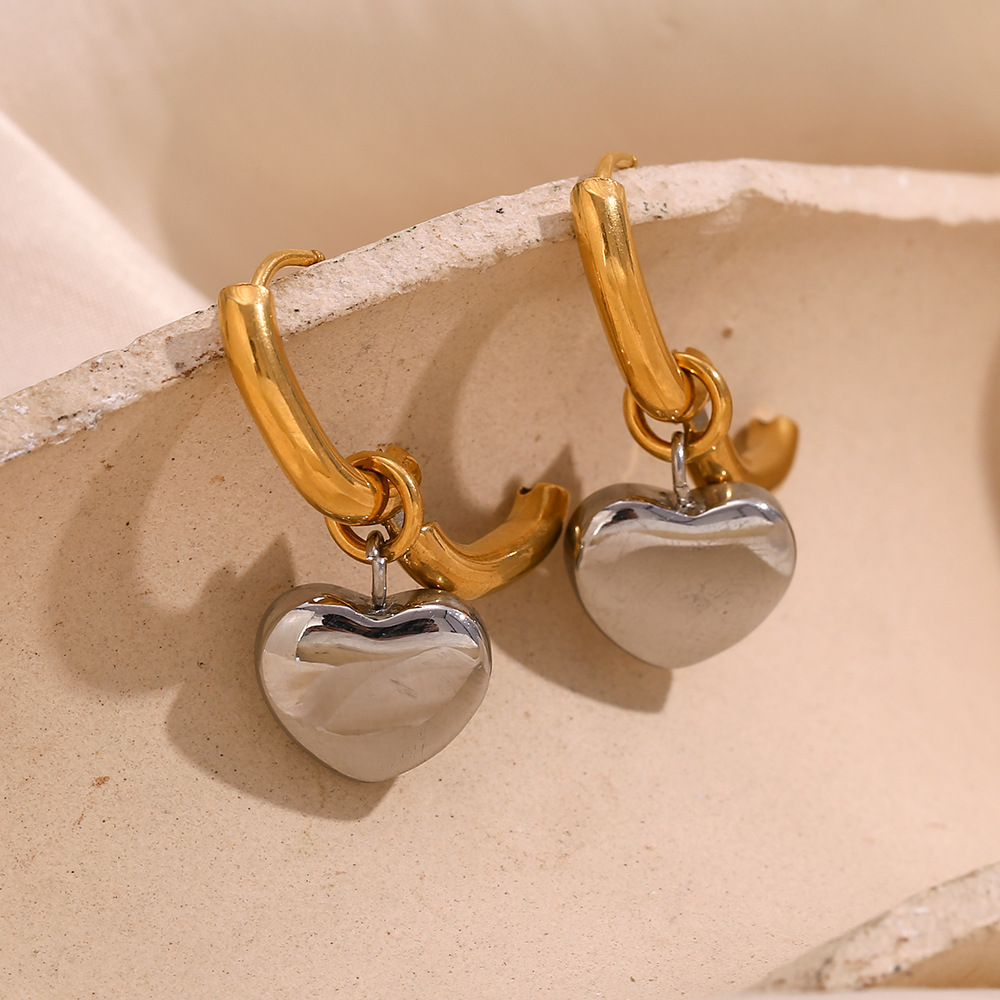 Love Stitching Stainless Steel Pendant Earrings