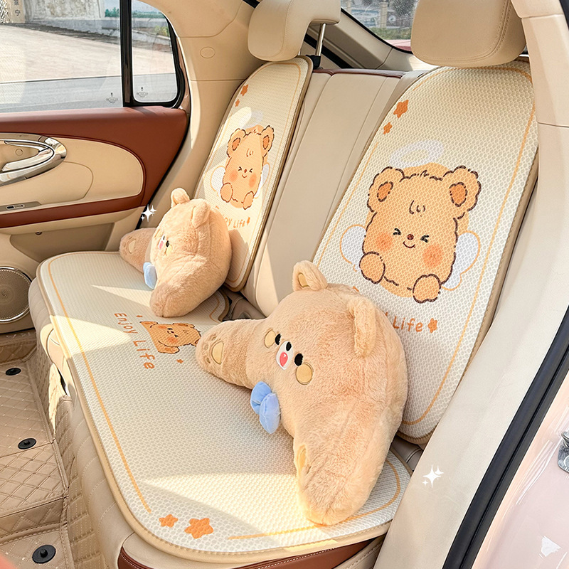 四季通用自動車座布団かわいいアニメ車用通気シート涼しい座布団夏の氷糸滑り止め自動車座布団|undefined