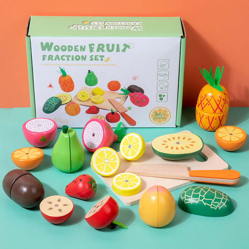Educación temprana para niños madera simulación de cocina juegos de corte de frutas clasificados cortar juguetes caseros inteligentes
