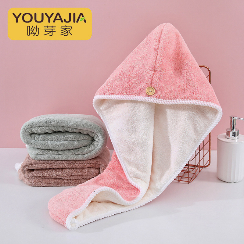 Double-Layer Coral Fleece Hair Drying Cap with Color Matching, Thickened for Enhanced Water Absorption and Quick Drying, Cute Head Wrap Shower Cap for Women, Hair Drying Towel Double-Layer Coral Fleece Hair Drying Cap with Color Matching, Thickened for Enhanced Water Absorption and Quick Drying, Cute Head Wrap Shower Cap for Women, Hair Drying Towel