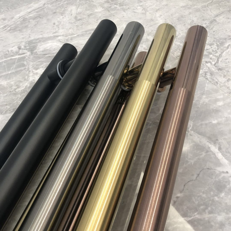 Glass door handle, stainless steel rose gold, black titanium, ground spring door, sliding door, large wooden door handle, black matching pair