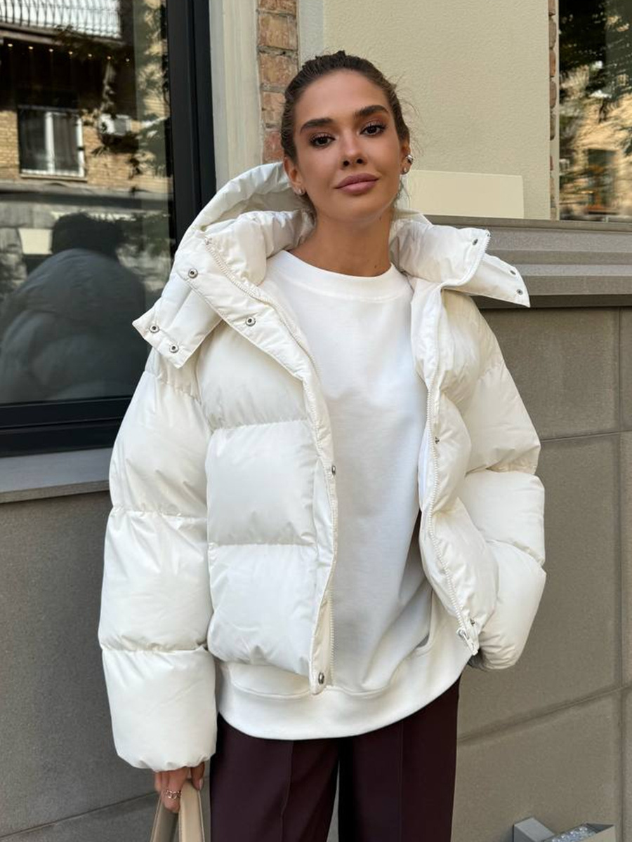 Capa de algodón transfronterizo para mujeres en invierno de 2025 Europa y América nueva chaqueta de algodón chaqueta de algodón suelta chaqueta corta con capuz image 1