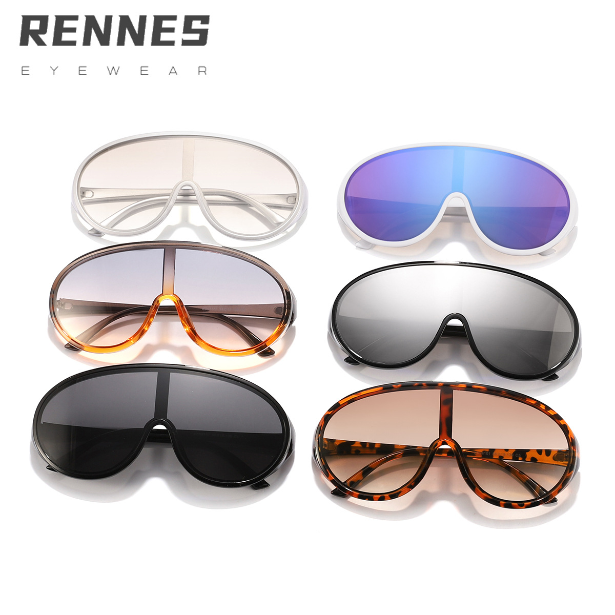 Nuevo estilo transfronterizo, personalidad, marco grande, pieza integrada, espejo de sapo para ciclismo al aire libre, celebridades de Internet, el mismo estilo, gafas de sol callejeras de moda