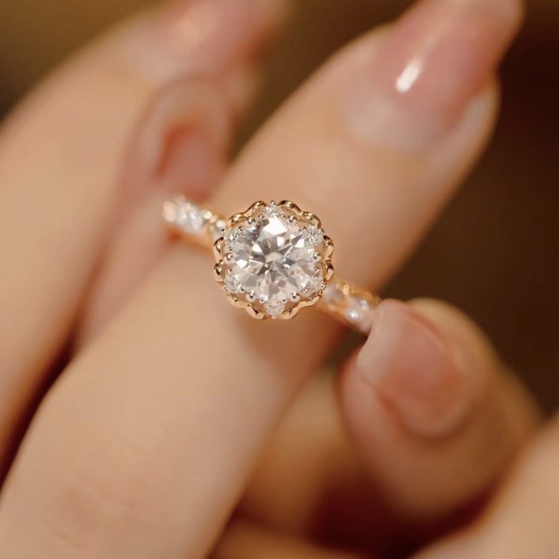 Diamond Zircon Ring For Women Two Tone Elegant Versatile Band_voghion.com