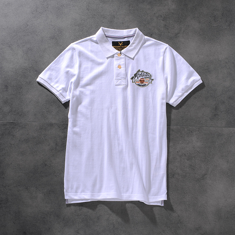 Modern banner American minimalist 100 simple embroidered wash men's turn collar short-sleeved POLO shirt M704 5