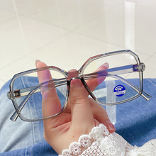 网红同款清新透明眼镜框时尚轻盈简约平光镜个性不规则防蓝光眼镜