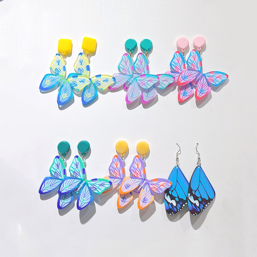 1 Pair Sweet Butterfly Arylic Epoxy Women's Drop Earrings display picture 4