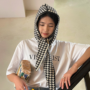 Export South Korea knitted hat houndstooth knitted scarf shawl balaclava shawl hat scarf integrated