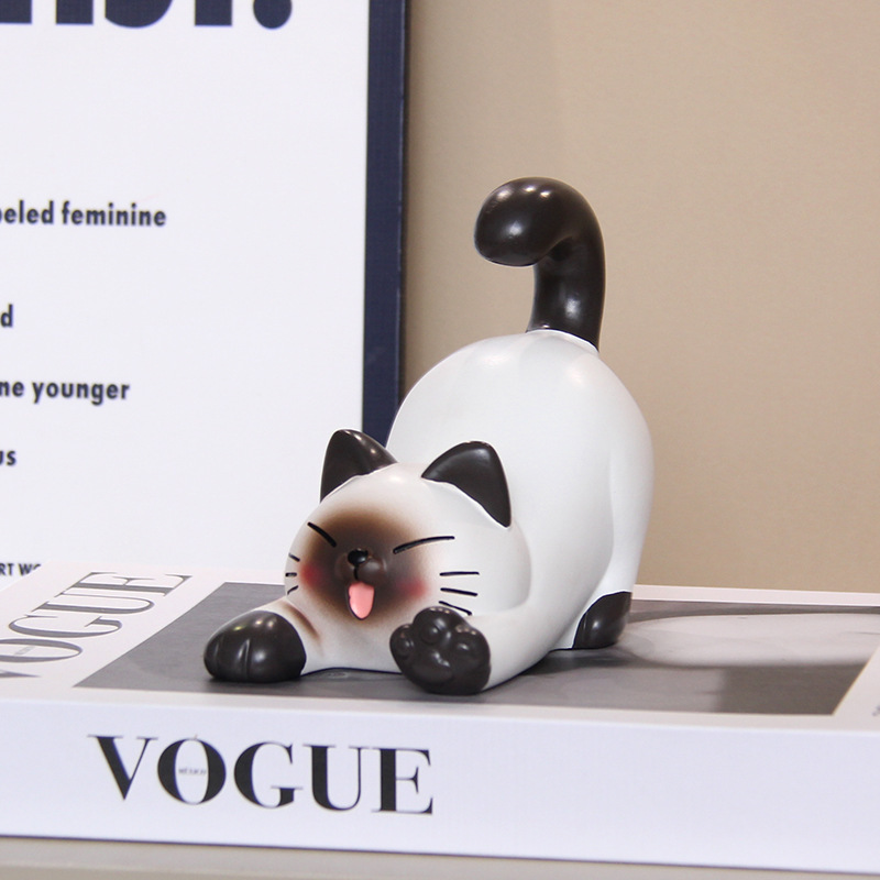 かわいいシャム猫携帯電話ホルダークリエイティブオフィスワークステーショングッズデスクトップ装飾装飾品女の子の誕生日プレゼント|undefined