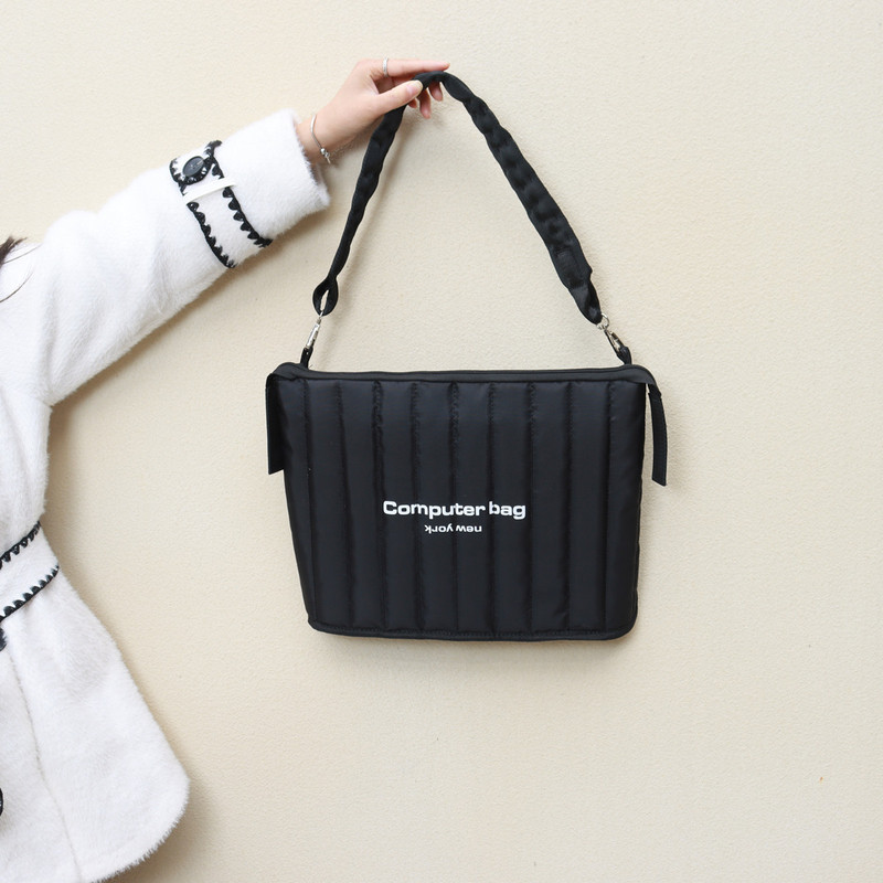 Space Cotton Computer Bag 14 Inch Women's Shoulder Stripe Shockproof Anti-filling Protection Notebook Large Capacity Comforter Bag