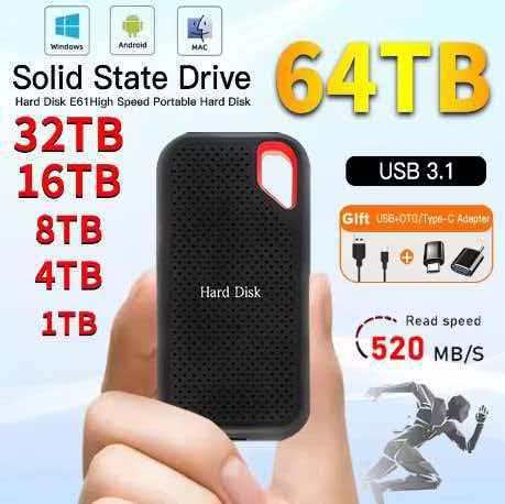 Portativ xarici SSD disk 1TB 2TB 4TB yaddaş