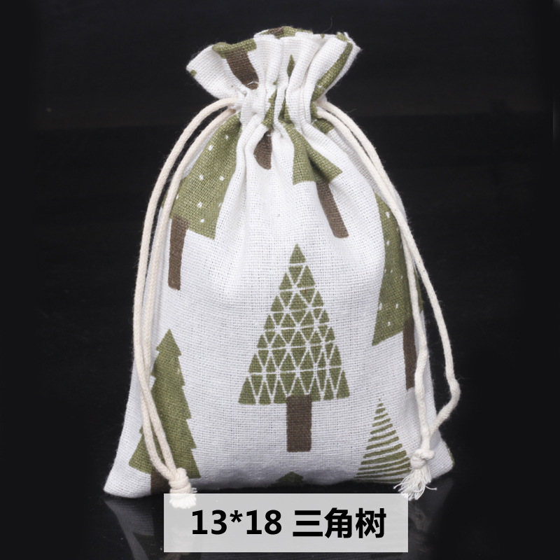 Ventas calientes de impresión de paquetes de cuerda de dibujo bolsas de impresión logotipo de lino bolsa de tela para el medio ambiente bolsa de almacenamiento de artículos 13 * 18