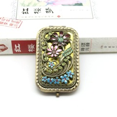 金屬雙面化妝鏡景區紀念品鏤空花朵長方形手機鏡公司福利促銷禮品