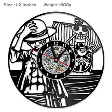 海贼王创意黑胶复古装饰艺术挂钟影视周边挂钟表装饰家用墙壁钟表
