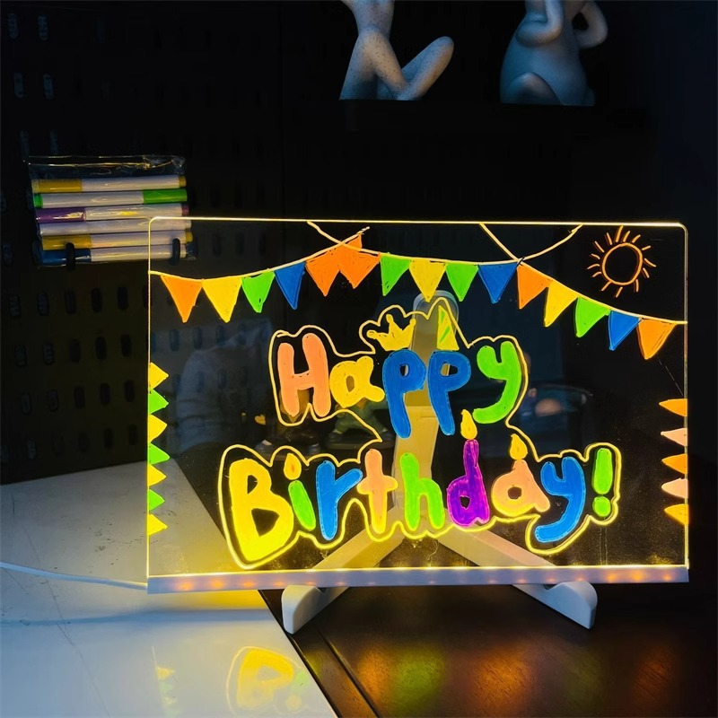 Glowable rewritable acrylic transparent message writing board…