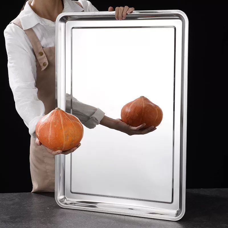 Прямоугольная экстра-увеличенная квадратная стальная пластина enlarged square thickened tray deepened large iron plate 304 щедрая квадратная пластина