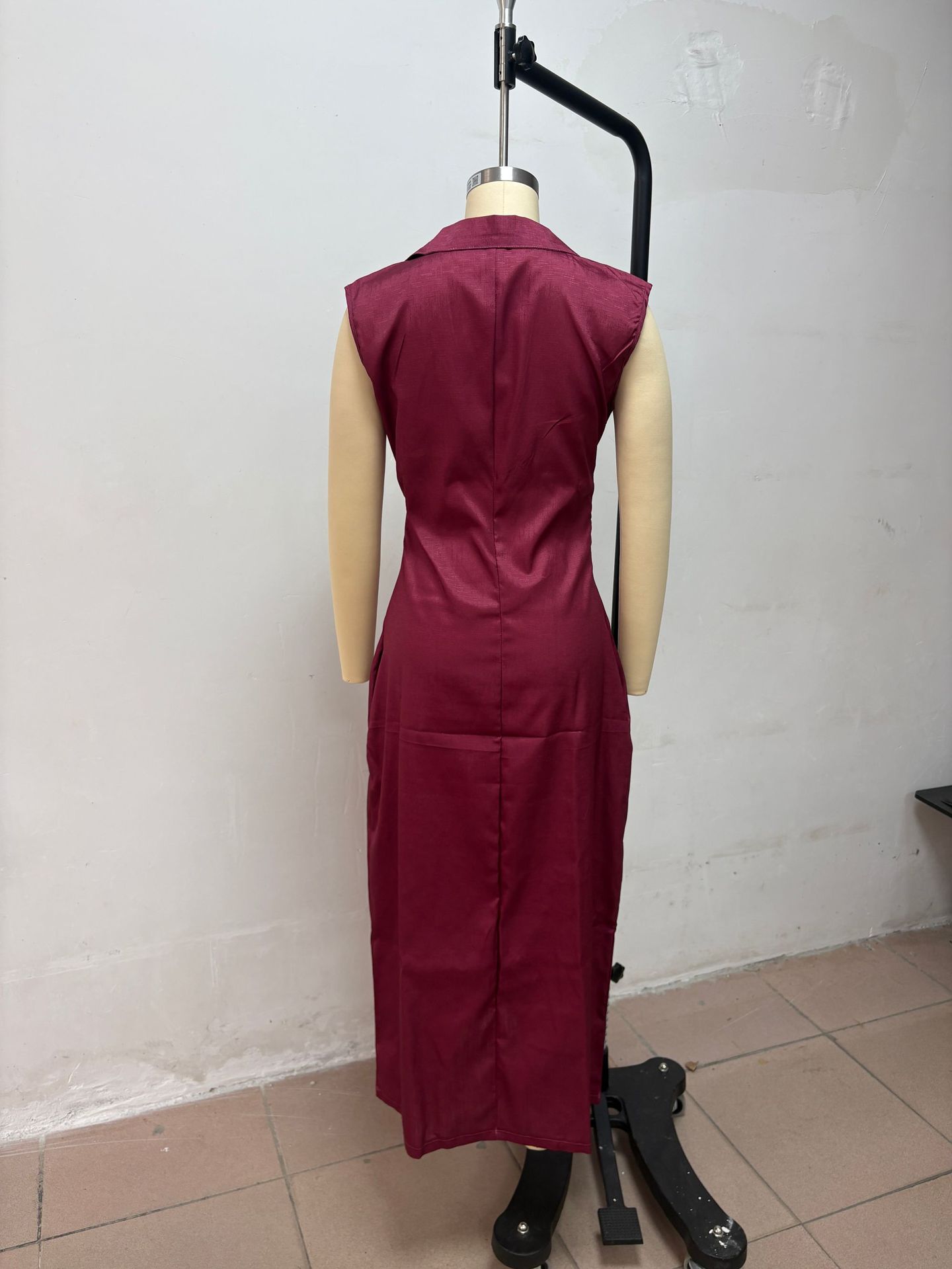 Elegant V-Neck Color-Block Casual Midi Dress For Women, Breathable Stretch A-Line Sundress For Daily Wear, Travel, And Office_ecoleips.com